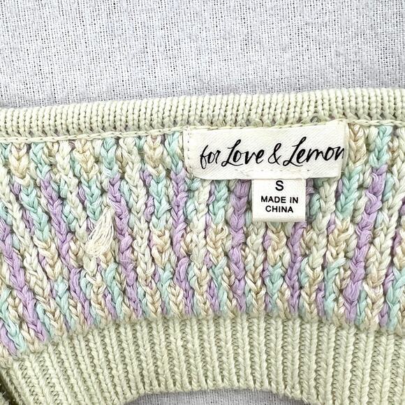 FOR LOVE AND LEMONS Corinna Bralette Womens Small Mint Sweater Knit Crop Chevron - Picture 16 of 16